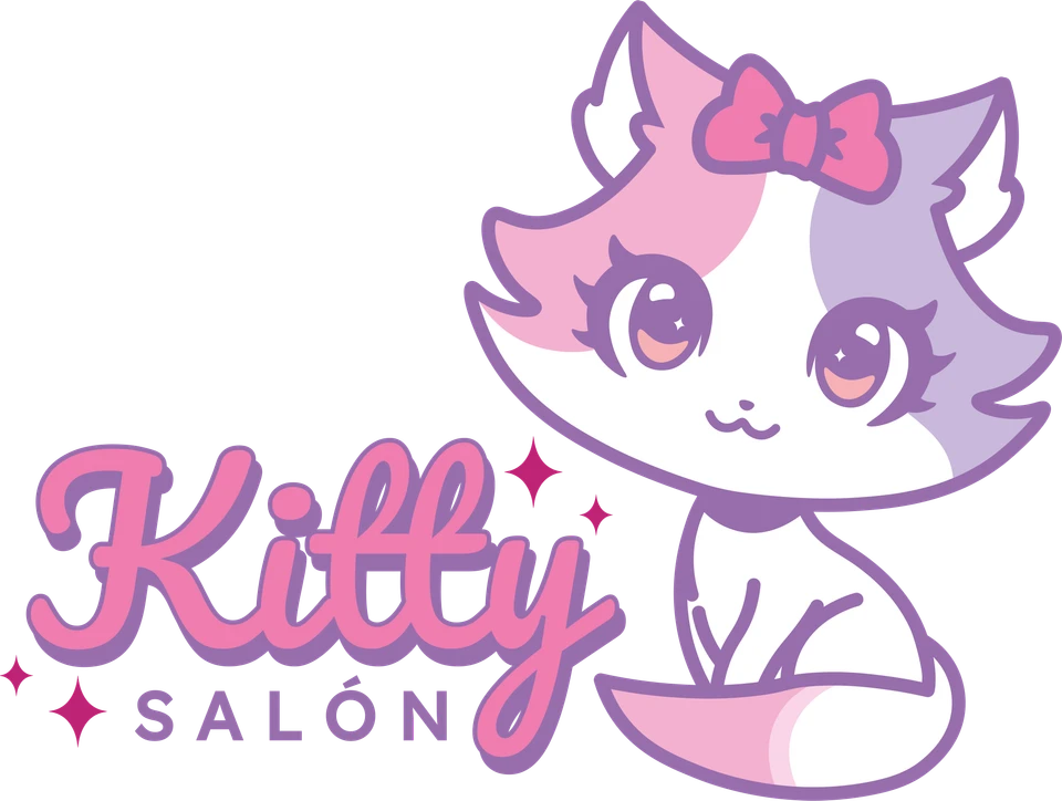 Logotipo de Kitty Salon & Store: una gatita con moño junto al nombre Kitty Salón
